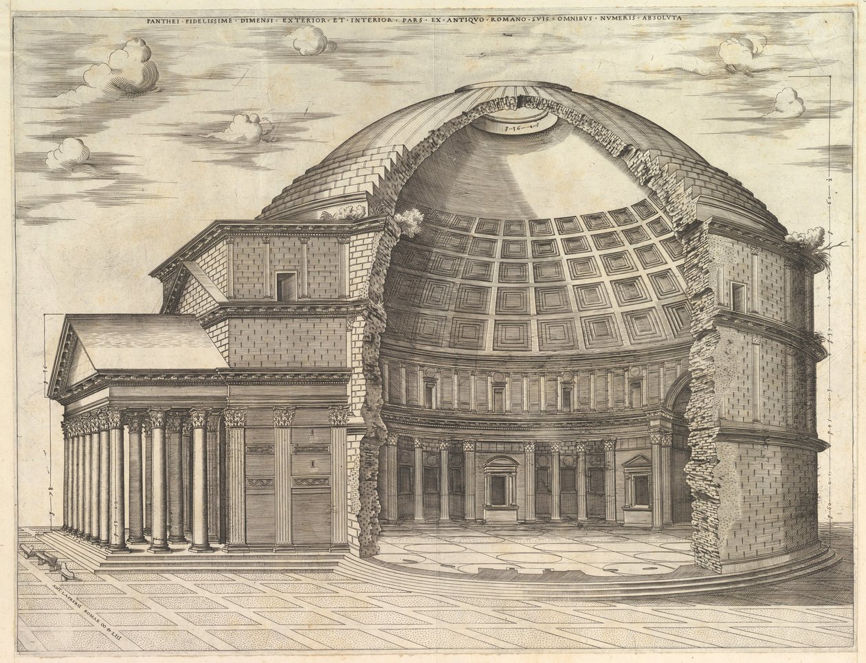 Speculum Romanae Magnificentiae：パンテオン、内部を示すために分割された1553。 作： 不明