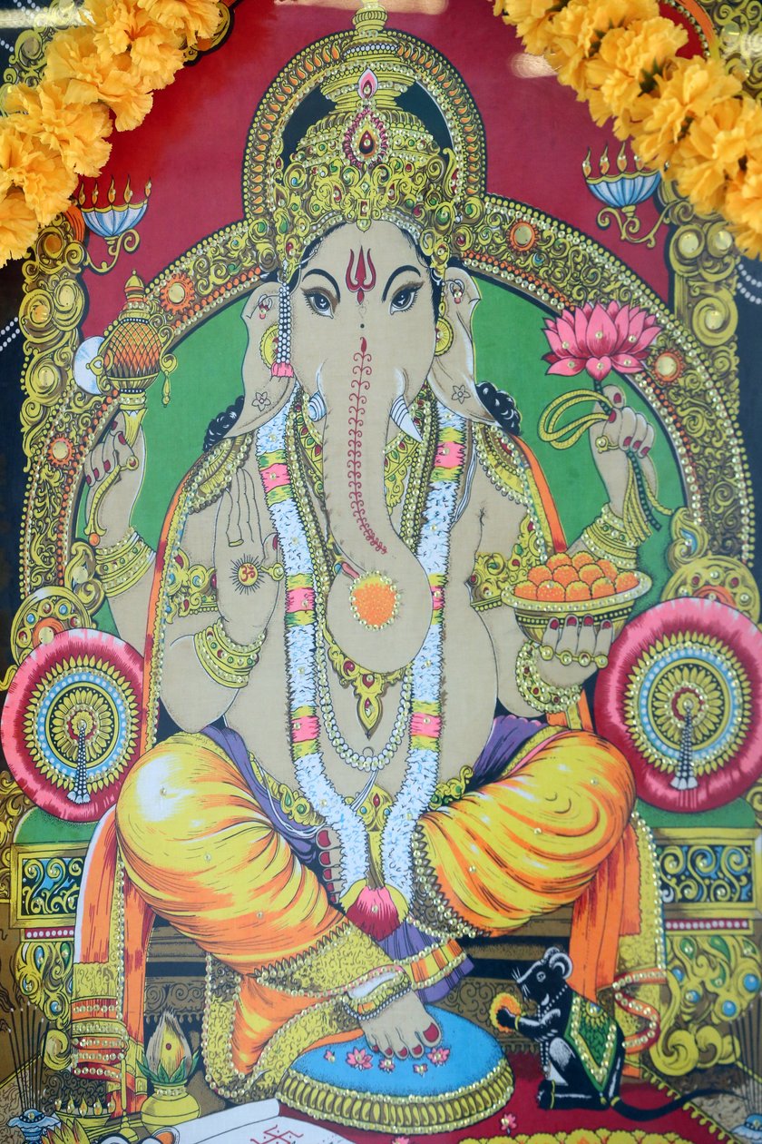 Sri Thenday Yutthapani Temple.ガネーシャ。絵画。ホーチミン市。ベトナム 作： 不明