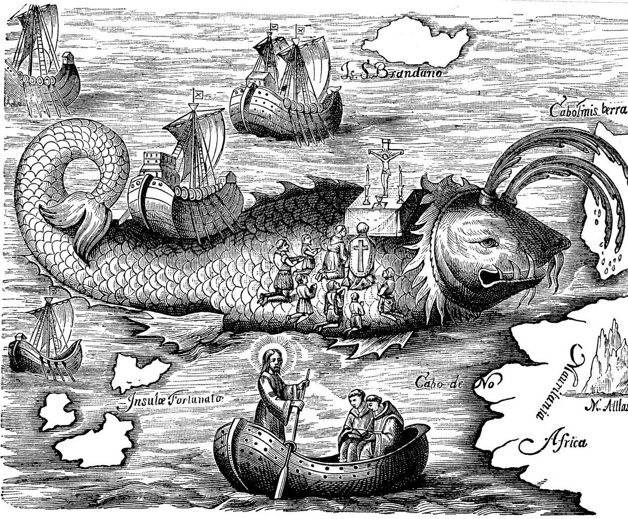 聖ブランダンは7年間の航海で聖地の聖ブランドン島を見つけました 作： 不明