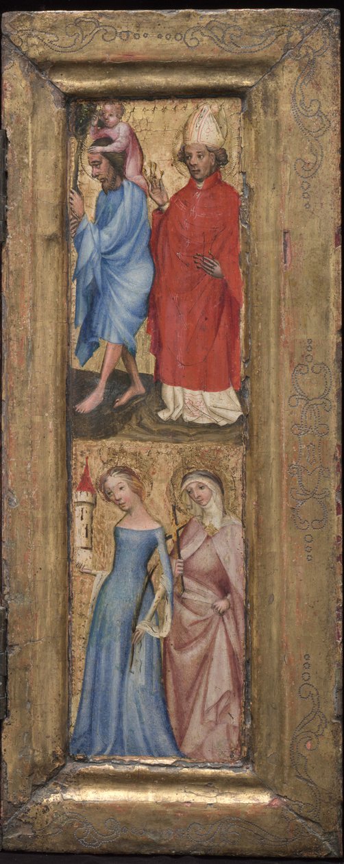 聖クリストファーと聖エラスムス、聖バーバラと別の女性聖人、c。 1424年。 作： 不明
