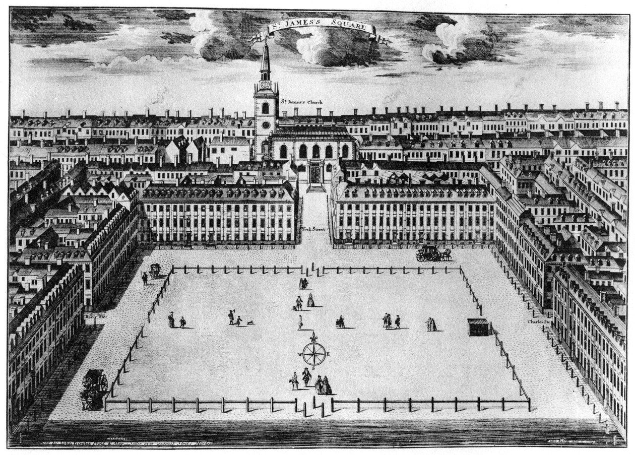 セントジェームズスクエア、ロンドン、18世紀1907 作： 不明