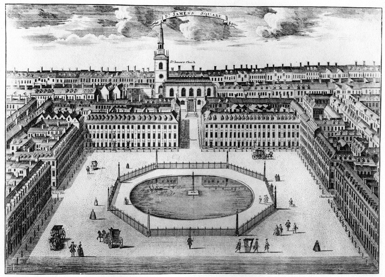 セントジェームズスクエア、ロンドン、18世紀1907 作： 不明