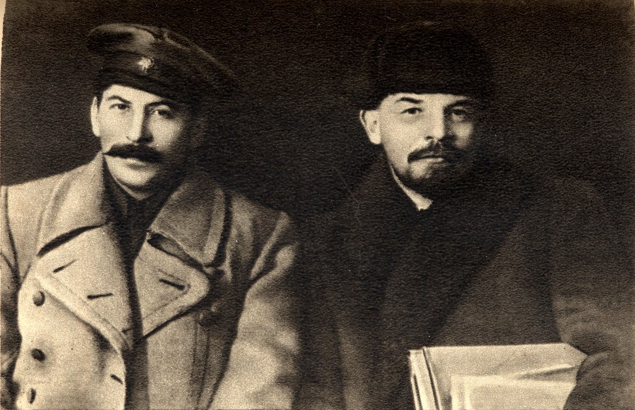 スターリンとレーニン、ロシアのボルシェビキ革命指導者、モスクワ、ロシア、1919 作： 不明