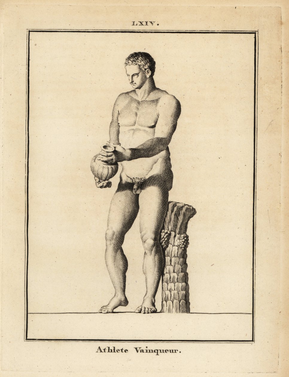 花瓶を持った裸のビクトリオス選手の像 作： 不明