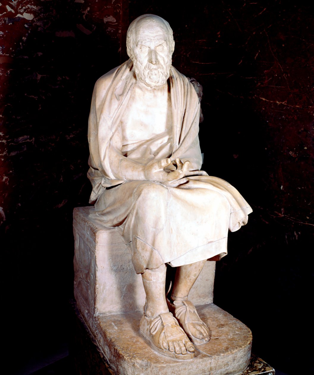 古代ギリシャの歴史家、ヘロドトスと言われる座っている男の像 作： 不明