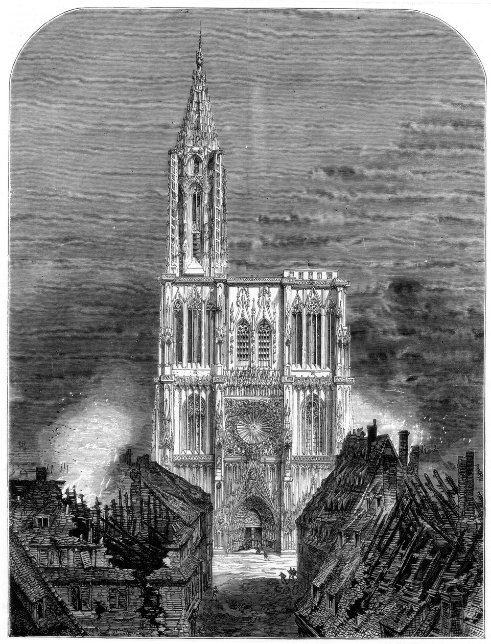 終戦後のストラスブール大聖堂、1870年の普仏戦争 作： 不明