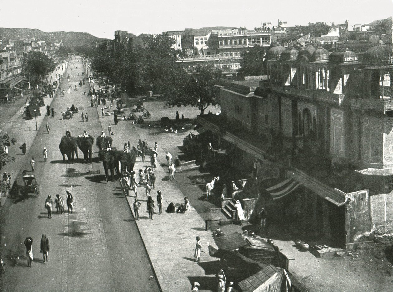 1895年、インドのジャイプールの街のストリートシーン。 作： 不明