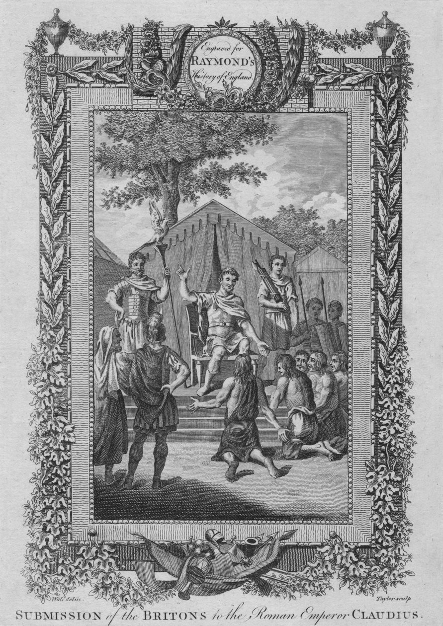 イギリス人のローマ皇帝クラウディウスへの服従、c1787 作： 不明