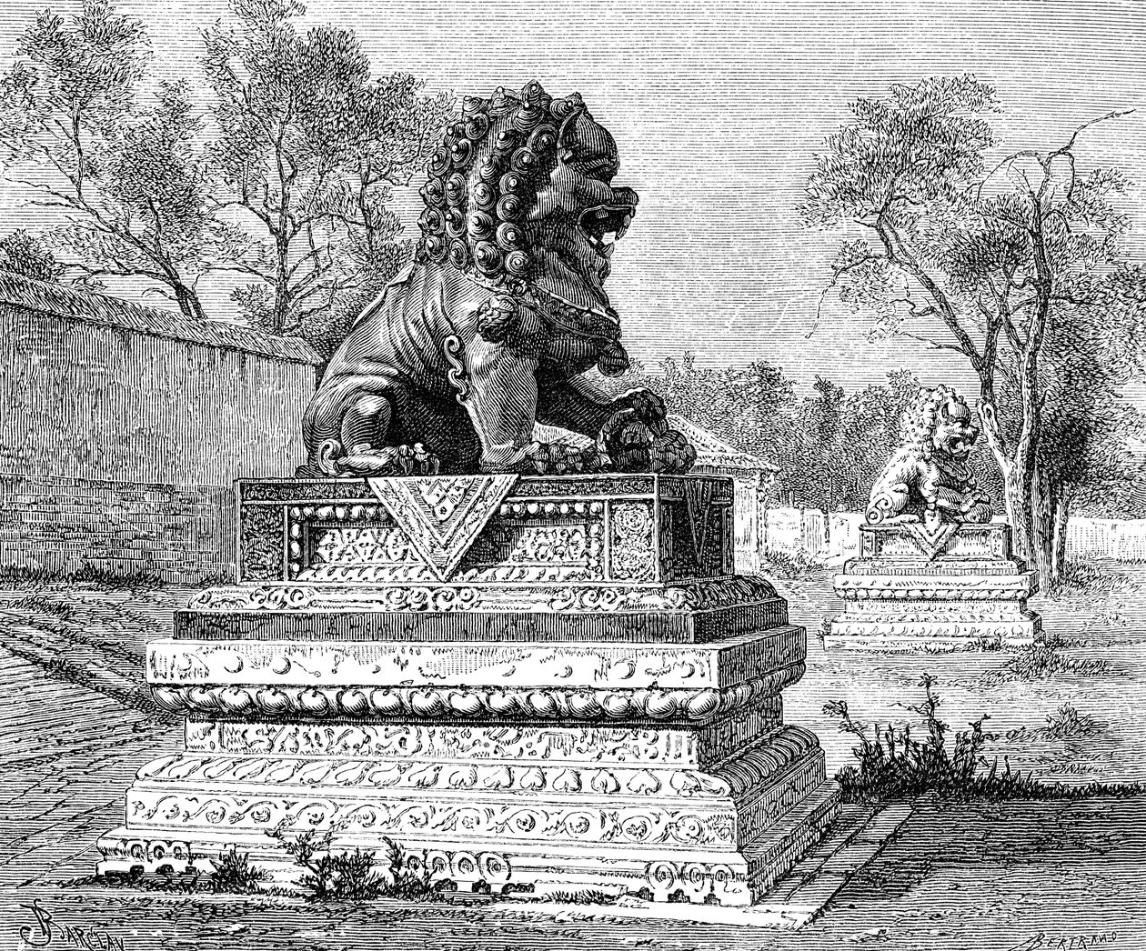 サマーパレス、ブロンズライオン、帝国の紋章、c1890 作： 不明
