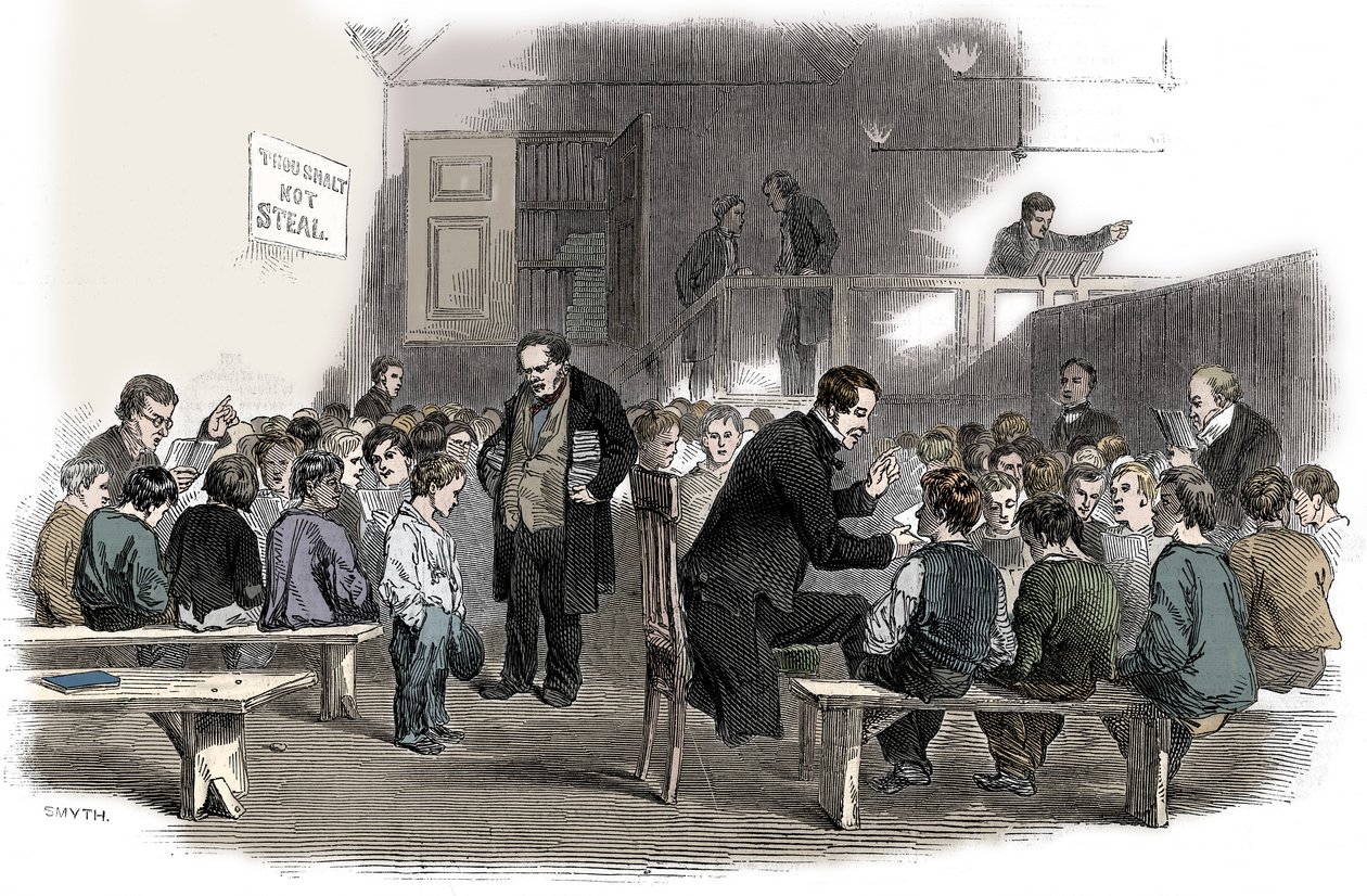 1868年にロンドンのランベスにあるラギッドスクールユニオンスクールで読むように男の子に教える 作： 不明