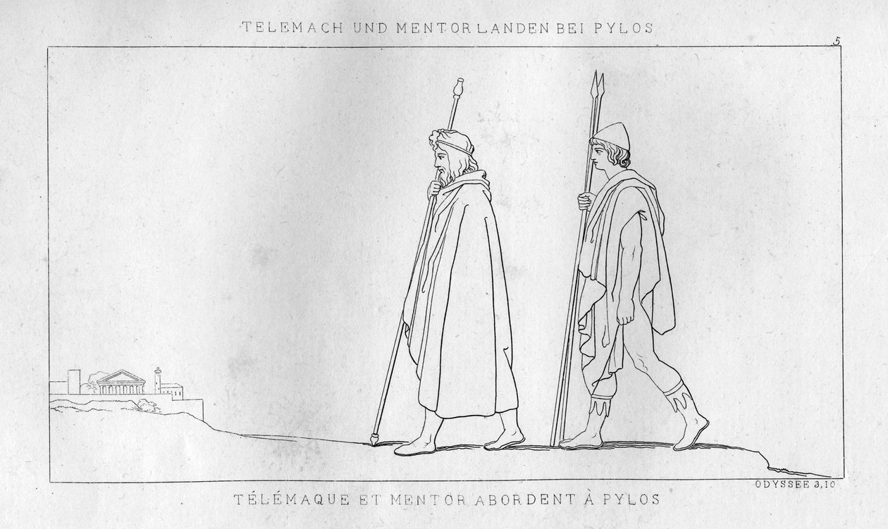 テレマコスとメンターがピュロスに到着、c1833 作： 不明