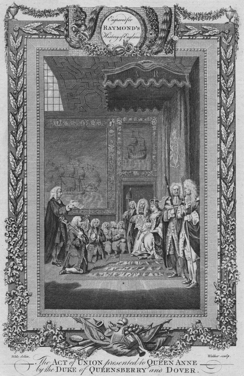 クイーンズベリーとドーバーの公爵によってアン女王に提示された労働組合法、c1787 作： 不明