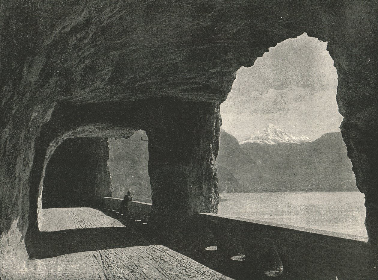 1895年、スイスのフルレン近くのAxenstrasse。 作： 不明