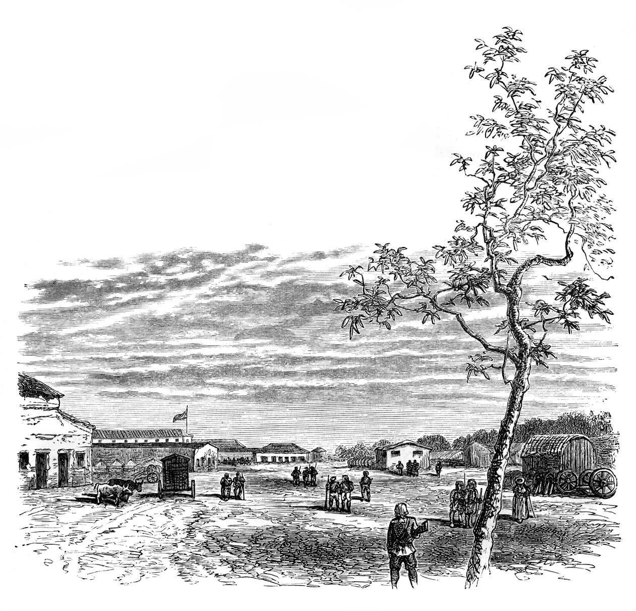 インド、メーラトの兵舎、c1850s、1888 作： 不明