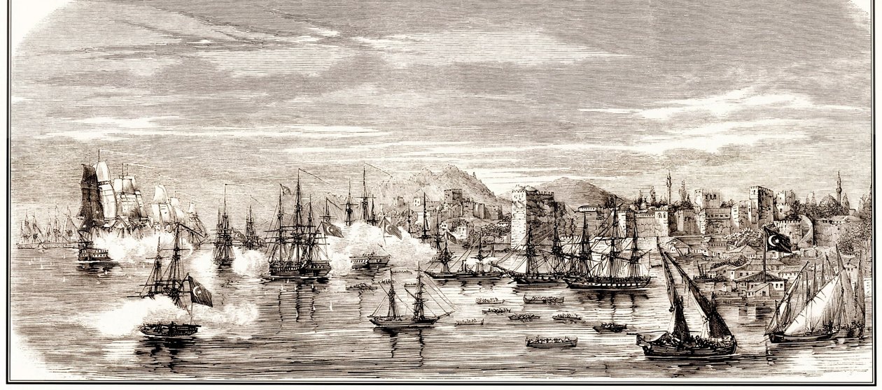 1853年11月30日の19世紀半ばのシノップの戦い。 作： 不明