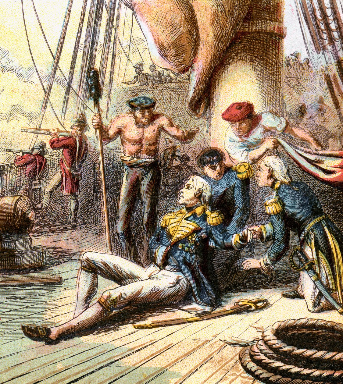 トラファルガーの戦い、1805年、c1850s 作： 不明
