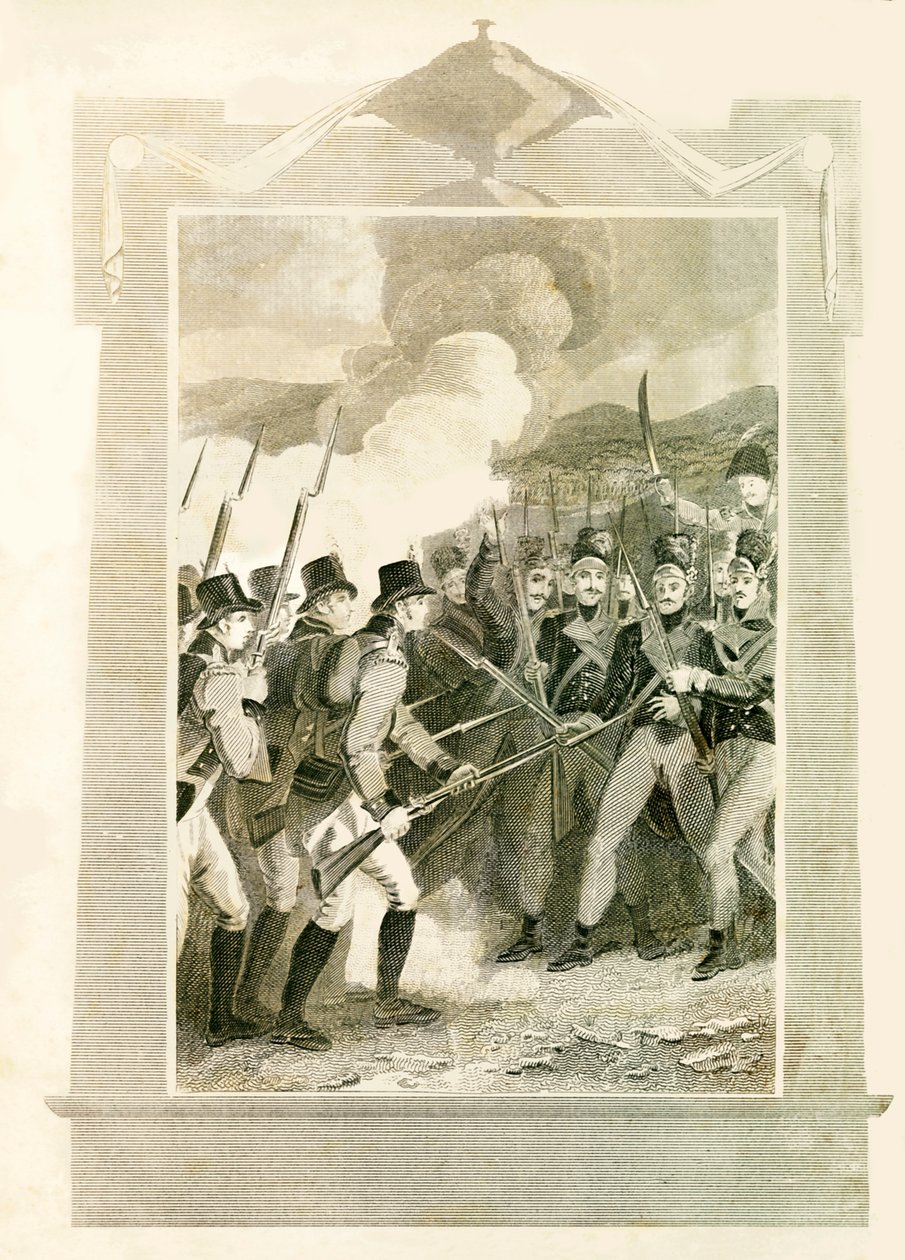 1806年、1816年のメイダの戦いでイギリスが銃剣でフレンチラインを攻撃しました。 作： 不明