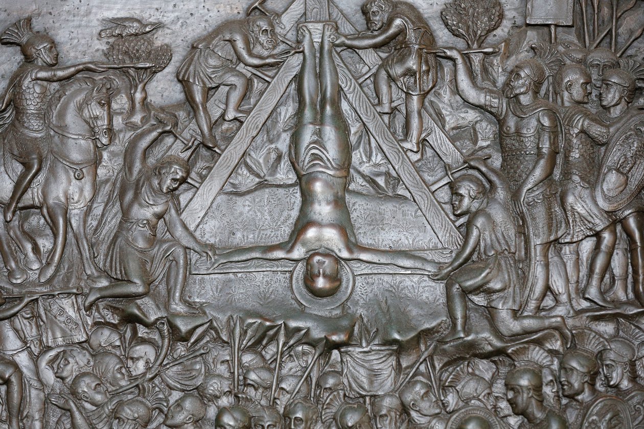 The Crucifixion of Saint Peter - Detail of a portal - Front Entrance Door of St - Peter