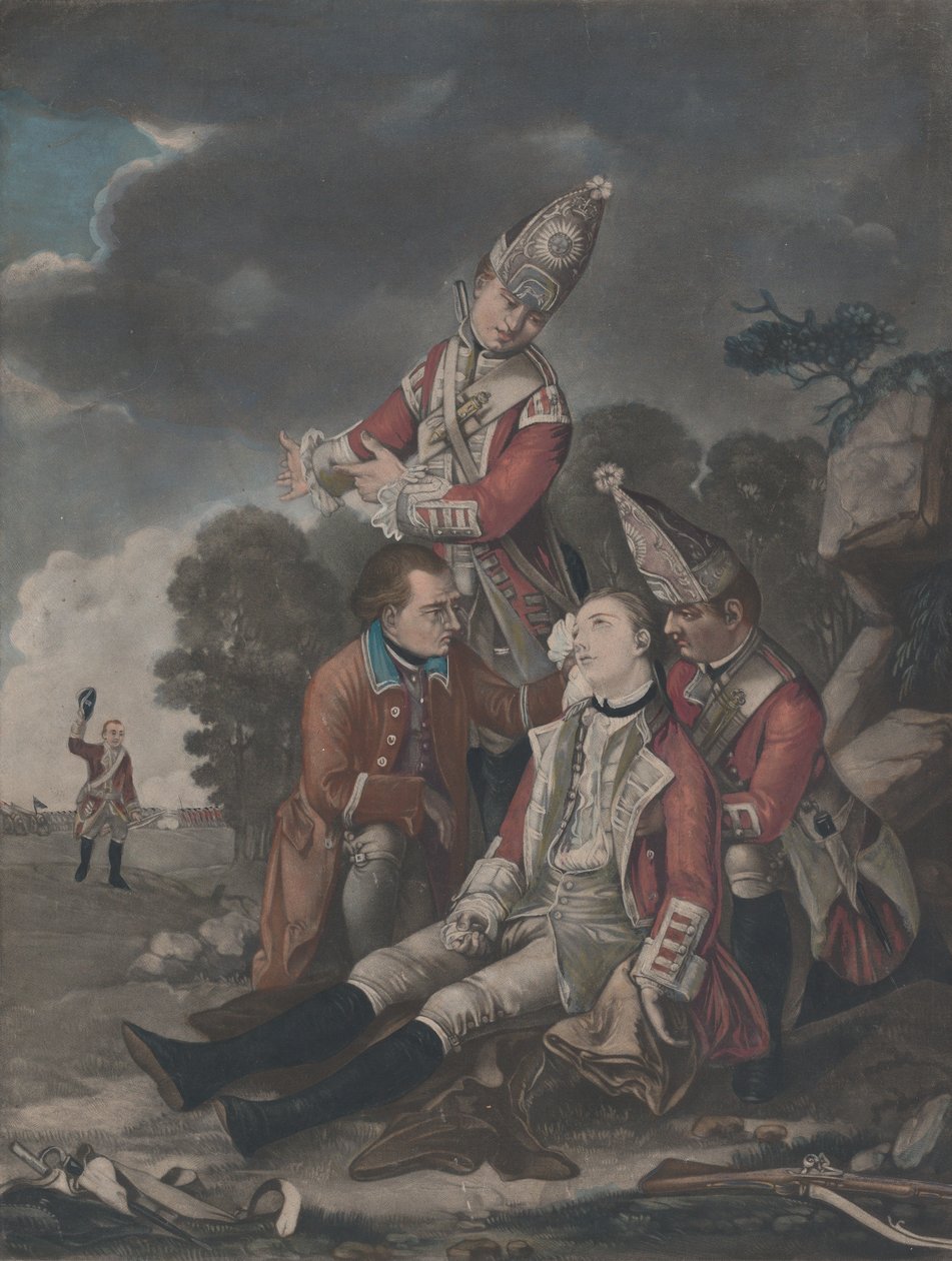 1759 年 9 月、1779 年 10 月 10 日のケベックでのウルフ将軍の死。 作： 不明