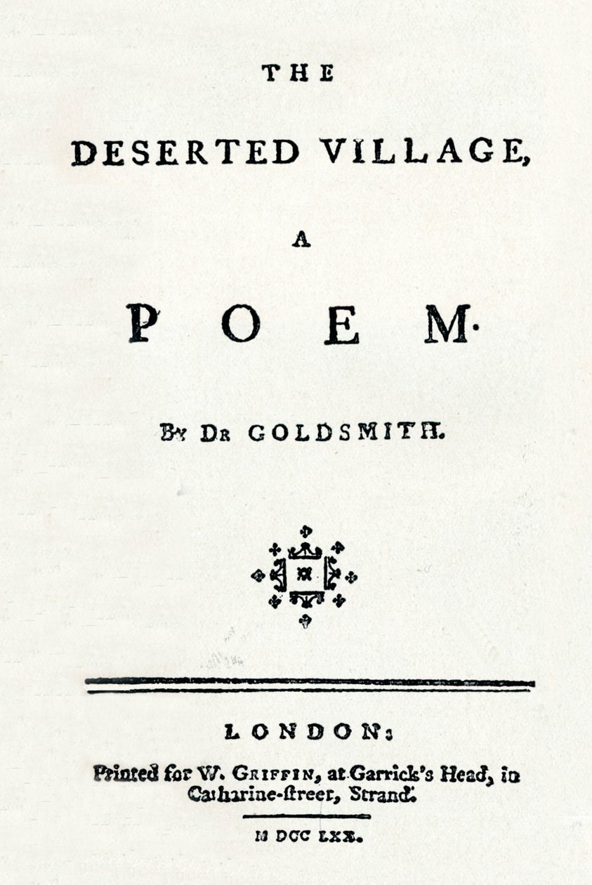 人けのない村、詩、c1770 作： 不明