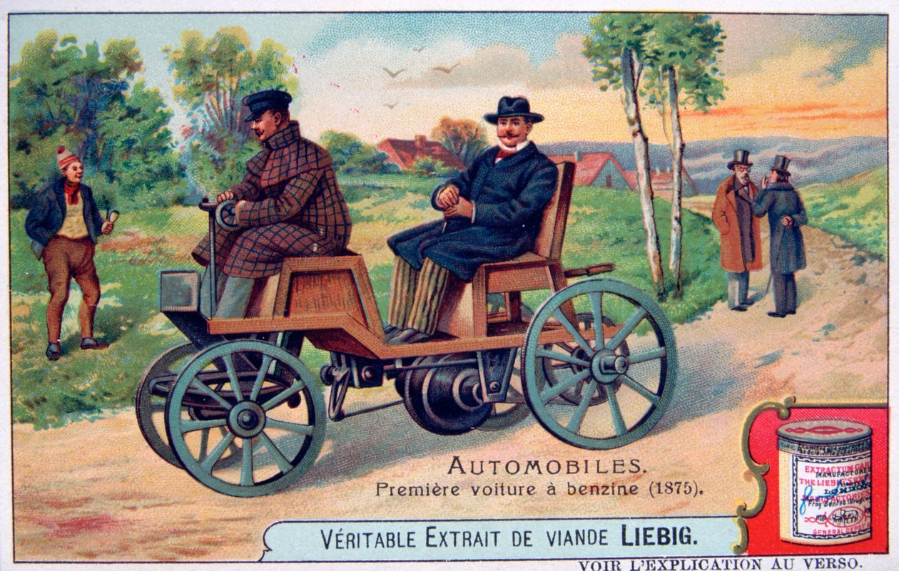 最初のベンジン自動車、1875、c1900 作： 不明