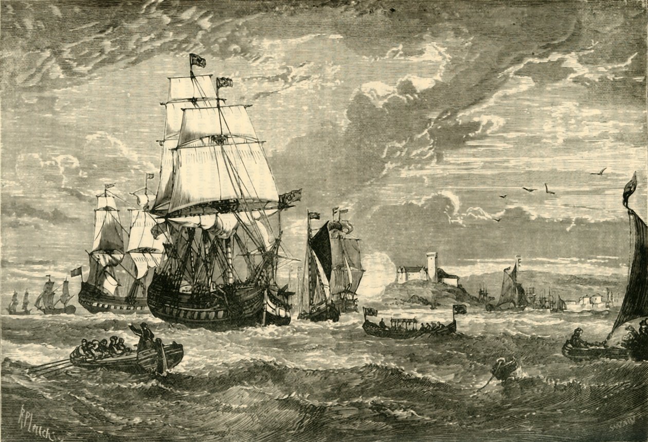 東インド会社の最初の艦隊、ウールウィッチ出発、1601年、1890年。 作： 不明