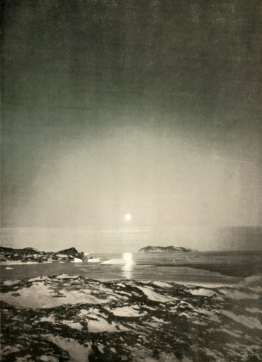秋の黄昏時の満月、c1908、1909。 作： 不明