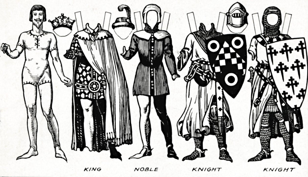 英国の衣装のギャラリー：最初のエドワードの治世で着用されたドレス、c1934 作： 不明