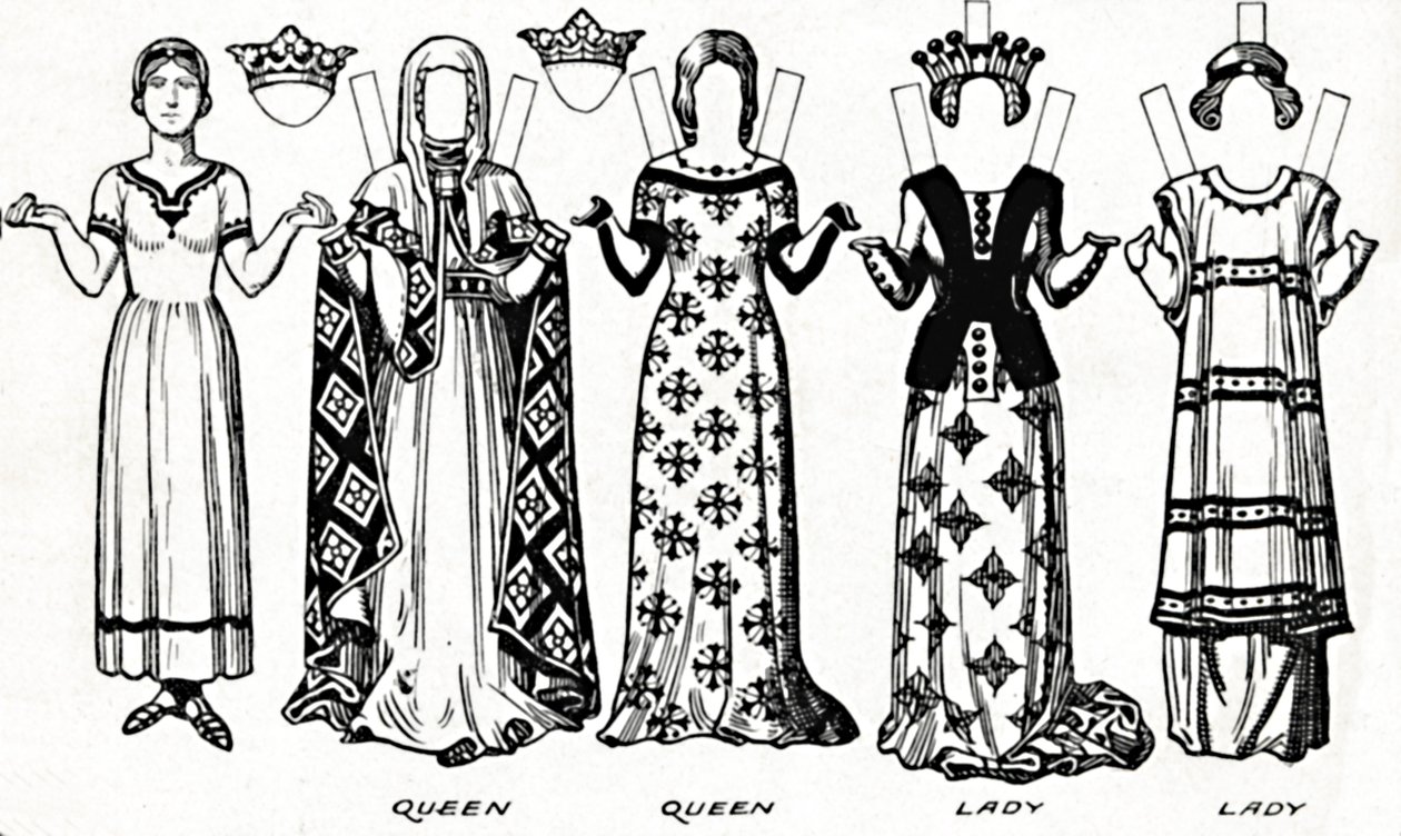 英国の衣装のギャラリー：最初のエドワードの治世で着用されたドレス、c1934 作： 不明