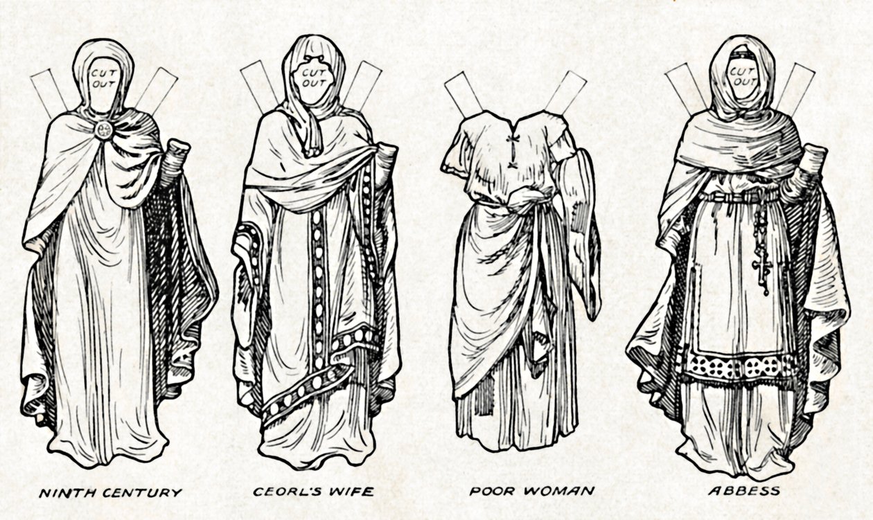 英国の衣装のギャラリー：アングロサクソン時代の人々の服装、c1934 作： 不明
