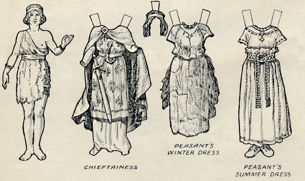 歴史的衣装のギャラリー：イギリス人とローマ人が着用していたもの、c1934 作： 不明