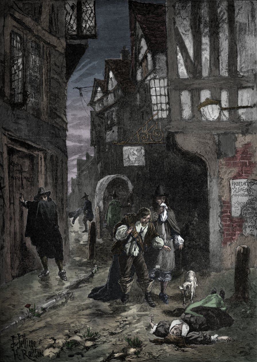 大疫病：ロンドンの街並みのシーン、1665-1666 1905 作： 不明