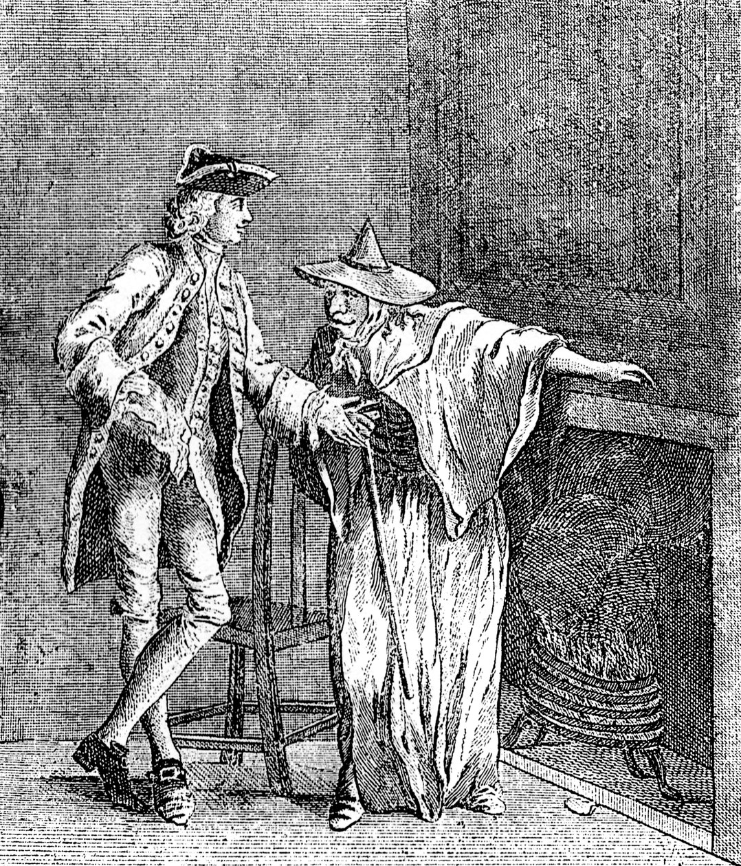 イギリスの監察官と会話したジプシー、c1753 作： 不明