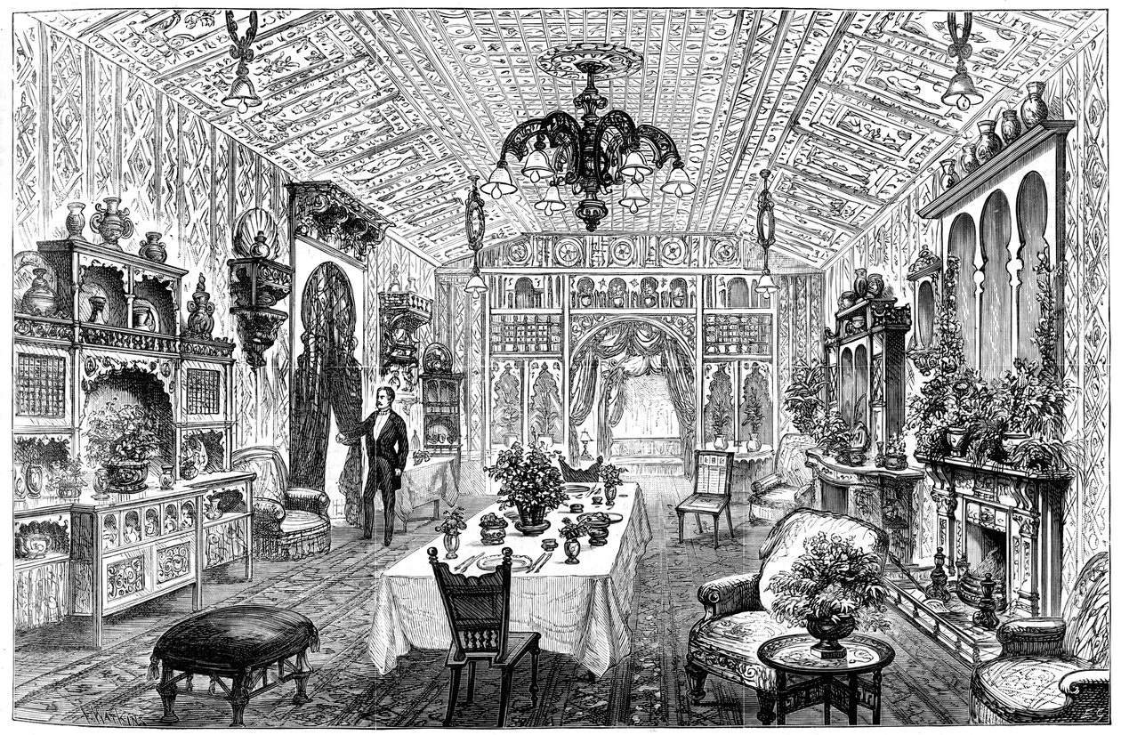 1887年、ウェストミッドランズ、バーミンガム、タウンホールのランチョンルーム 作： 不明