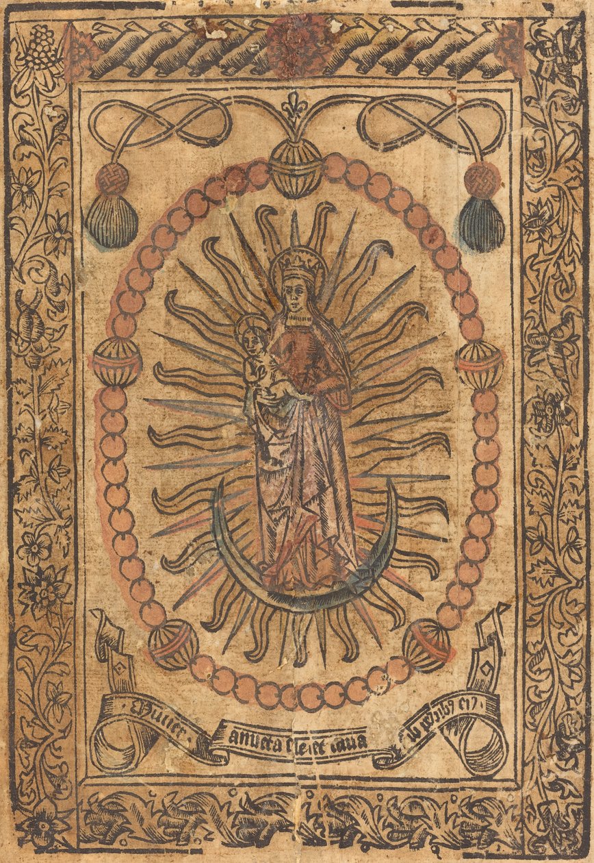 ロザリオのマドンナと子供、c。 1490年。 作： 不明