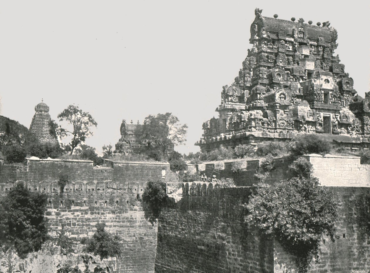堀と砦、タンジョール、インド、1895年。 作： 不明