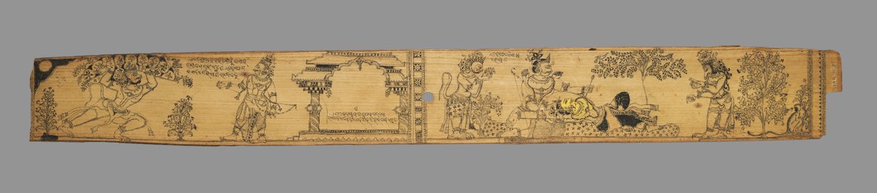 猿と熊がラーヴァナとその悪魔と戦っている様子を描いた、1700年代後半の「ロマンス」より。 作： 不明