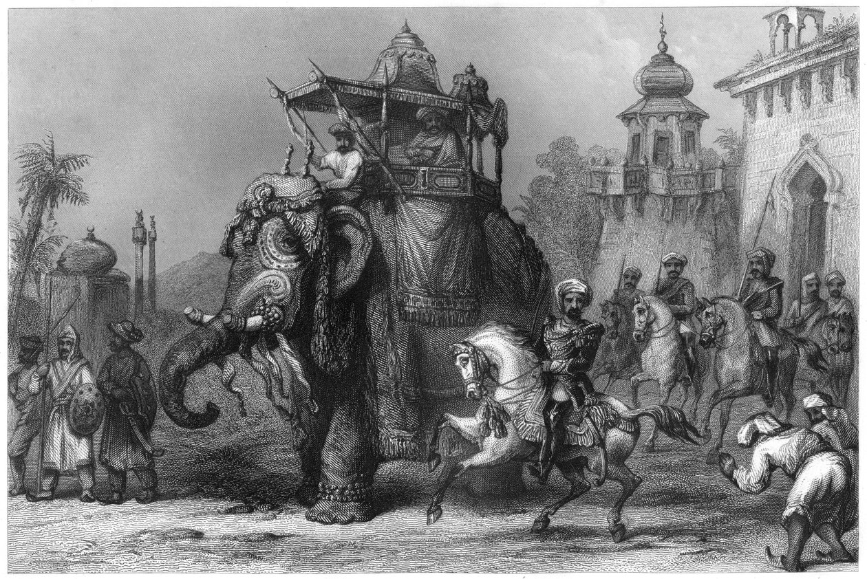護衛付きのナナ・サヒブ、c1860 作： 不明