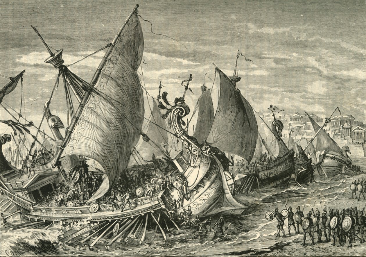 シラキュースの港での海戦、1890年。 作： 不明