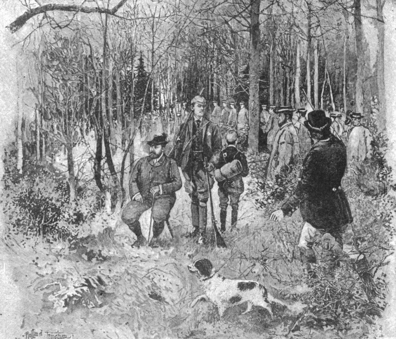 サンドリンガムでのプリンスオブウェールズのキジ撮影、1893年、1901年。 作： 不明