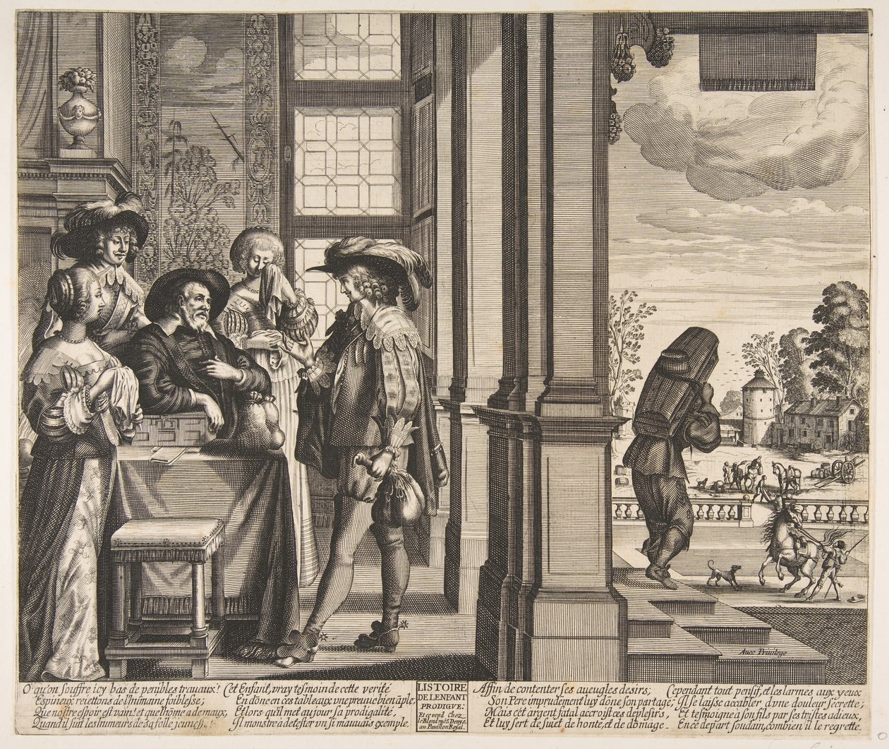 放蕩息子は家を出ます。 1636年。 作： 不明