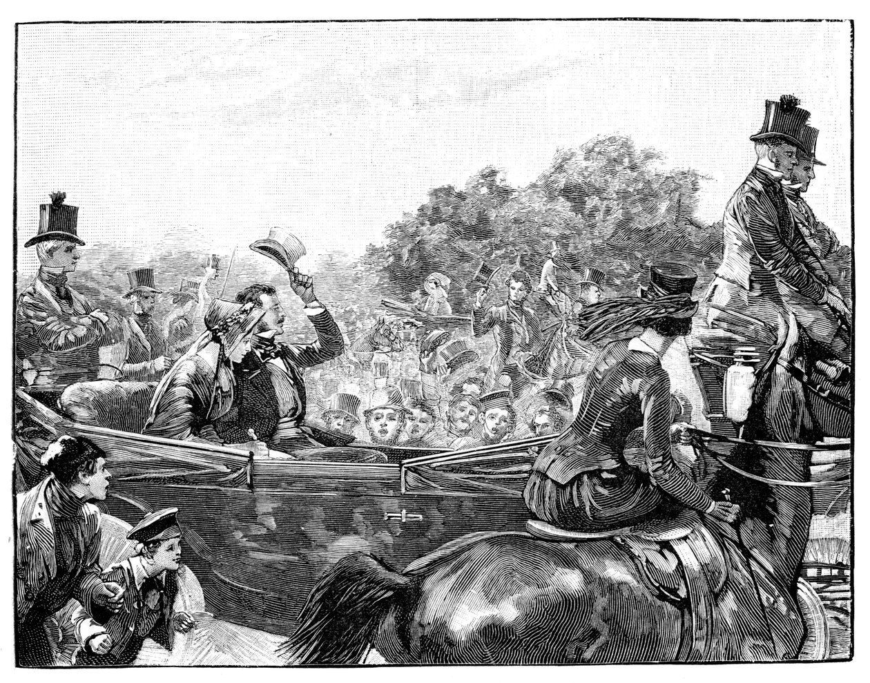 ハイドパーク、ロンドン、1840年代、1900年のクイーンズレセプション 作： 不明