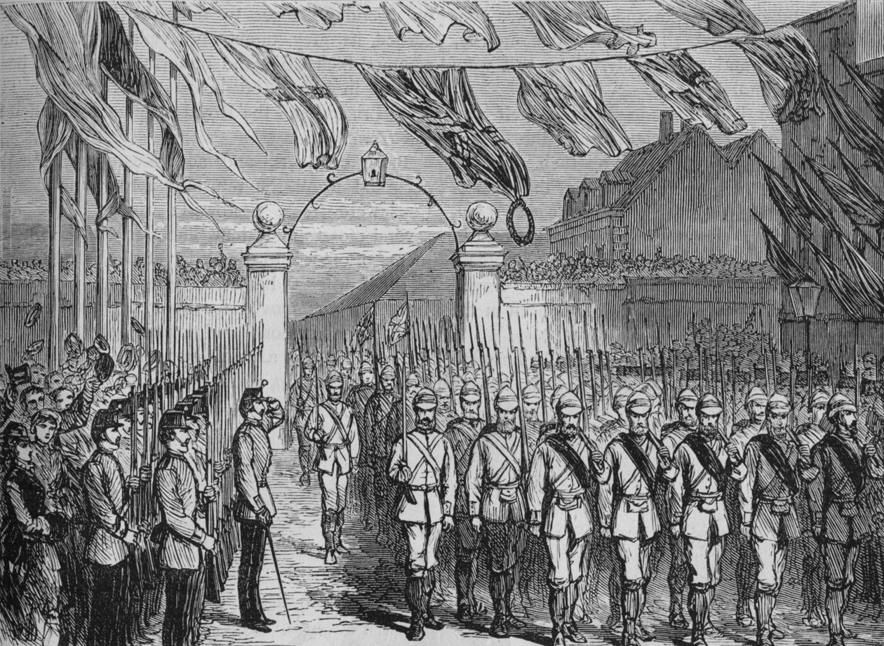 アシャンティーからの軍の帰還、c1880 作： 不明