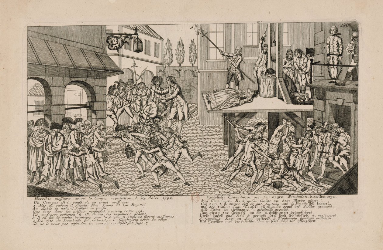 1792年の9月の大虐殺。ランバル侯爵夫人の死、1793年頃。