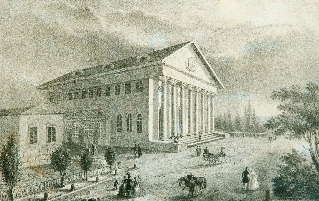 ペトロフスキー公園、モスクワ、ロシア、1840年代の夏の劇場 作： 不明