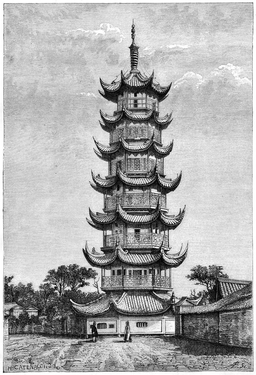 龍華の塔、上海、中国、1895 作： 不明