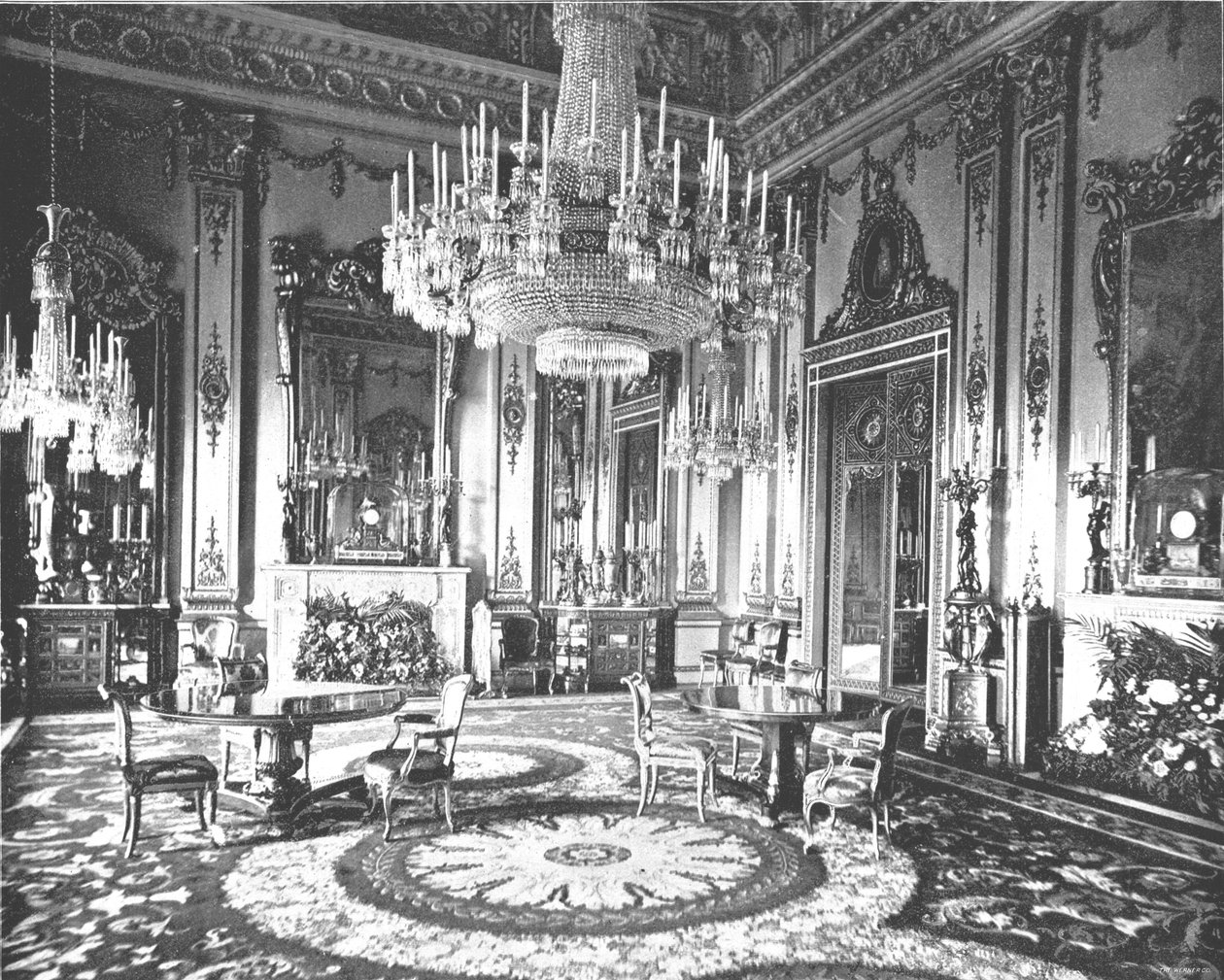 JEREMY KING バッキンガム宮殿 風景画 フレーム付き 白い応接室、バッキンガム宮殿、ロンドン、1894。
