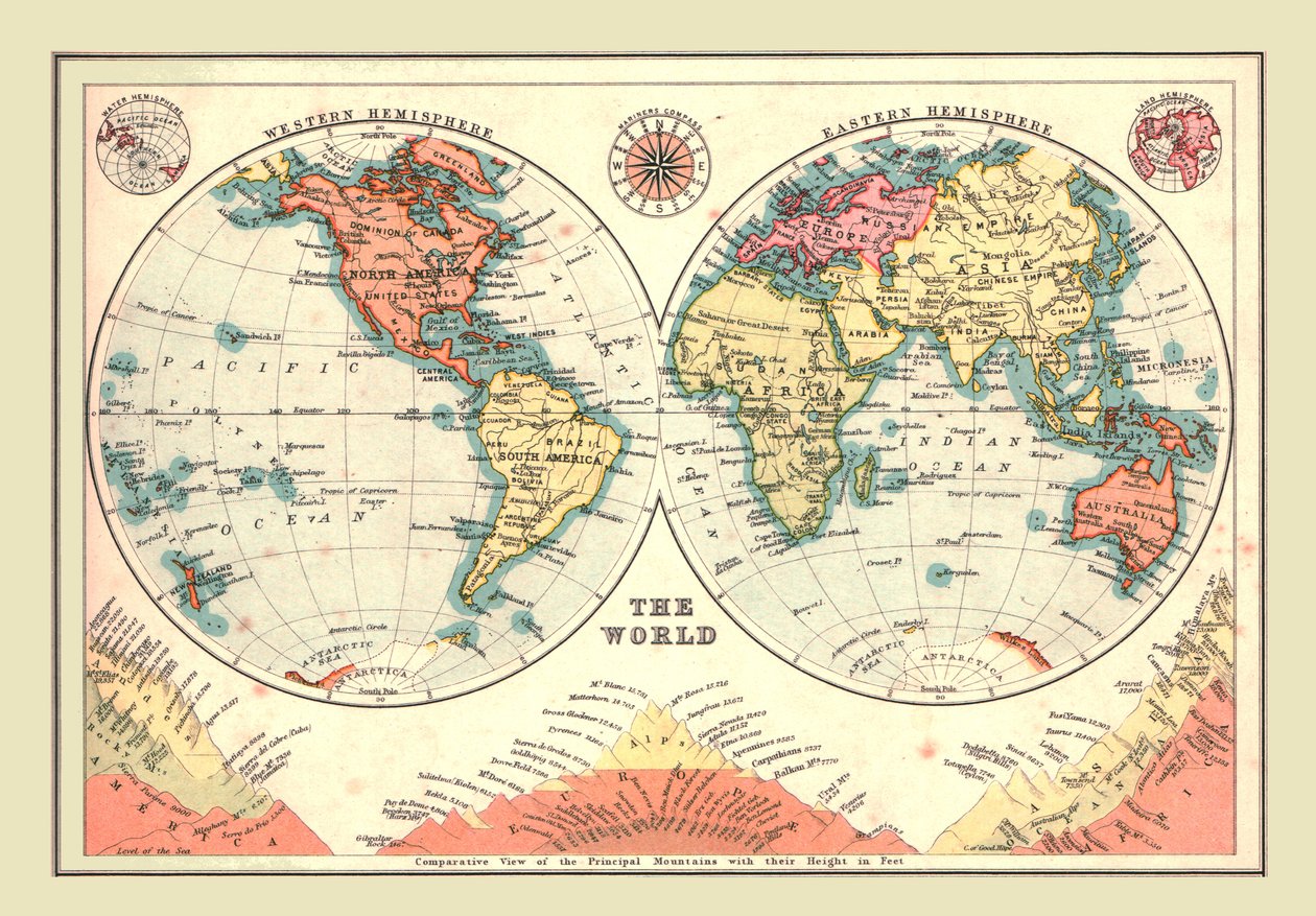 半球の世界、1902年。 作： 不明