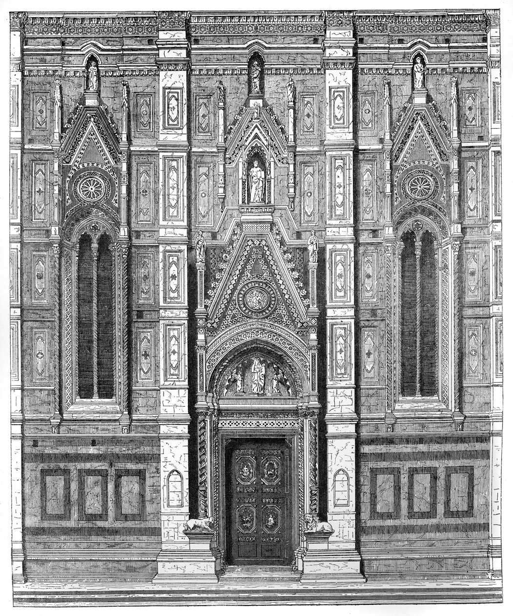 サンタマリアデルフィオーレ大聖堂、イタリア、フィレンツェ、1882年の正規の門 作： 不明
