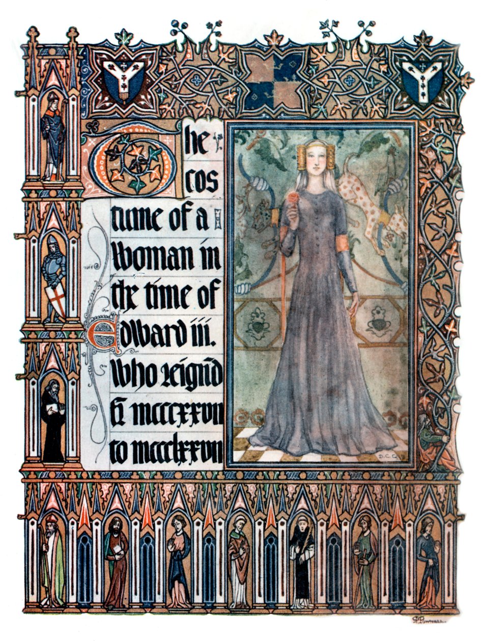 エドワード3世の時代の女性の衣装、1909年 作： 不明